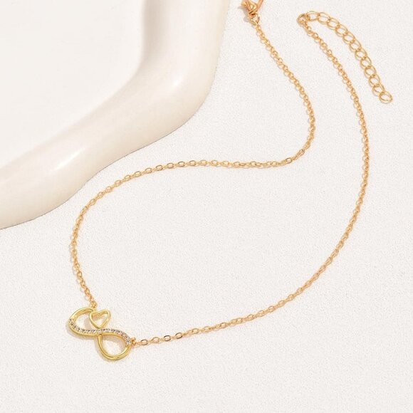 Rhinestone Infinity Symbol Pendant Necklace,Chain charm dainty Minimalist trendy - Picture 9 of 10